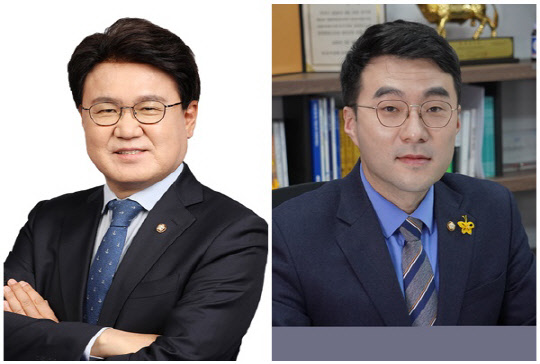 황운하(왼쪽) 더불어민주당 의원과 김남국 민주당 의원. <황운하, 김남국 의원실 제공>